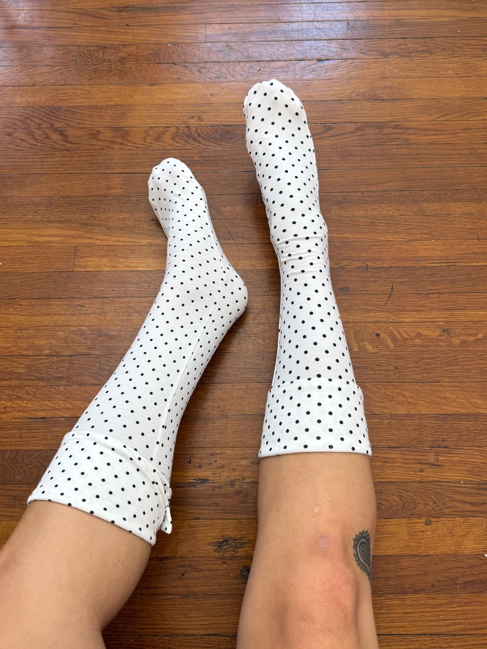 Polka Dot Knee High Cuff Socks